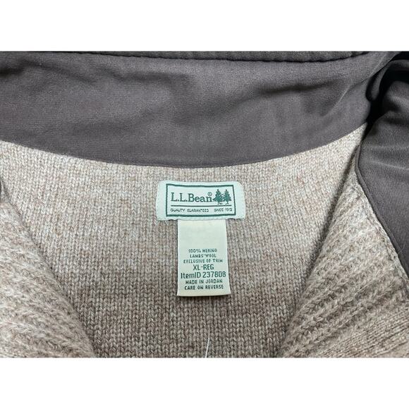L.L. Bean Waterfowl Sweater Mens XL Merino Lambs Wool Ribbed Brown 237808 - Picture 8 of 11